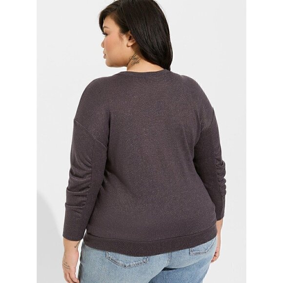 Torrid Women's Sparkle Knit Gray Drop Shoulder Sweatshirt, 2, 2X, 18-20 - Picture 2 of 7